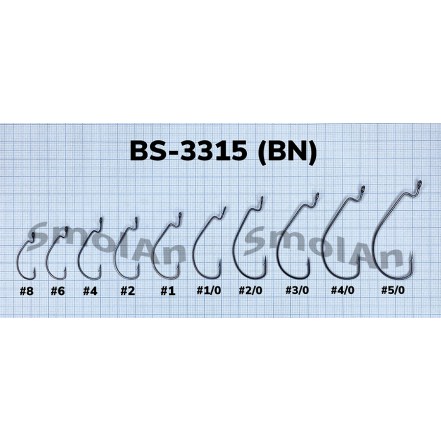 Офсетный крючок увеличенное ушко BS-3315 №2 Bn (черный никель), 1 уп. (1000 шт.)