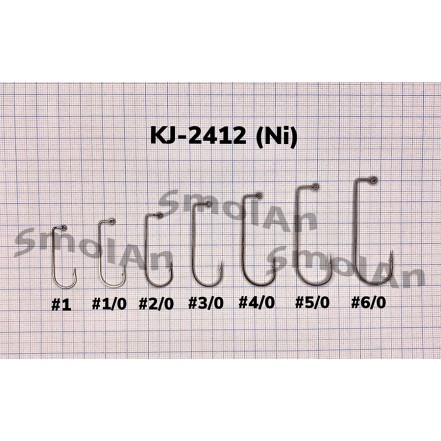 Джиговый крючок KJ-2412 №1 Ni (никель), 1 уп. (1000 шт.)